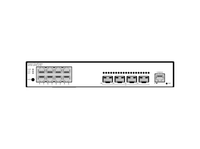 S5735-L8T4S-A-V2 - 8*10/100/1000BASE-T ports, 4*GE SFP ports, PoE+, AC power