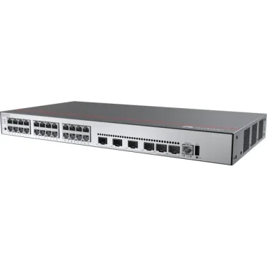 S5735-L24T4XE-A-V2 - 24*10/100/1000BASE-T ports, 4*10GE SFP+ ports, 2*12GE stack ports, AC power