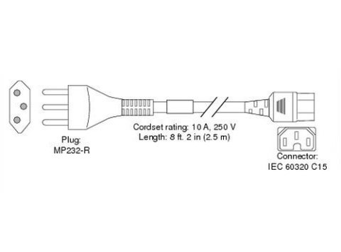 AC POWER CORD (SWITZERLAND) - AC POWER CORD (SWITZERLAND) C15 IEC 60884-1 2.5M